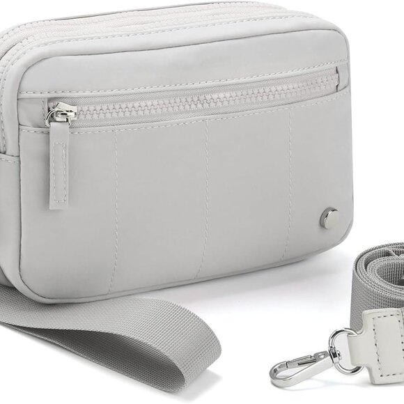 Grey nylon wristlet purse with ID window, multiple pockets, 8.46x2.75x5.51 inche - Picture 1 of 7